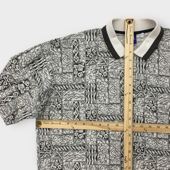 Vintage Tail Print Polo Shirt Y2K Streetwear Short Sleeve Collared Made in USA L - Picture 5 of 6